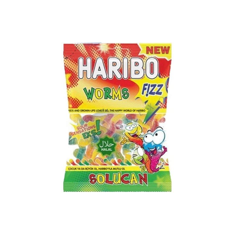 Haribo Fizz Worms - Unité 70g